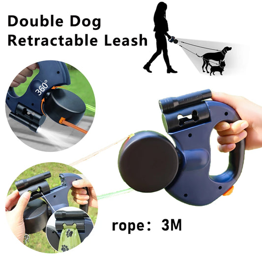 dual retractable dog leash